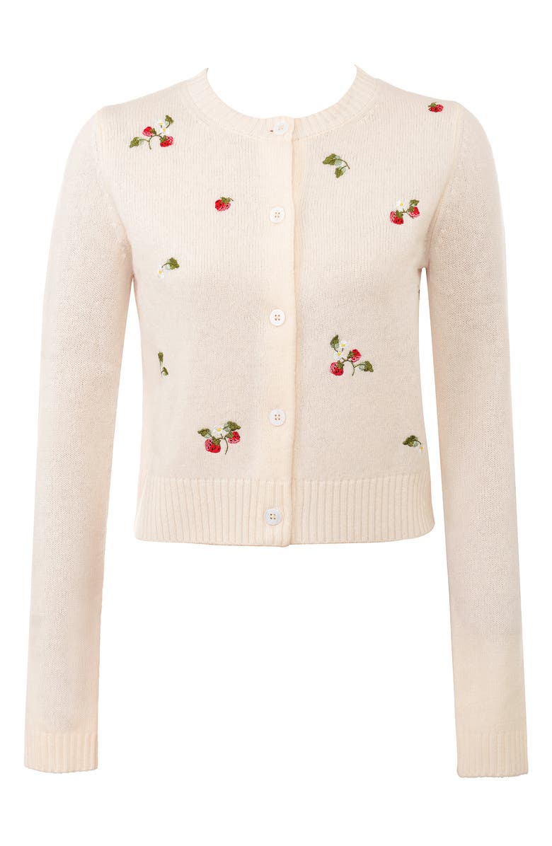 HOUSE OF CB Evalina Embroidered Wool Cardigan, Alternate, color, Cream