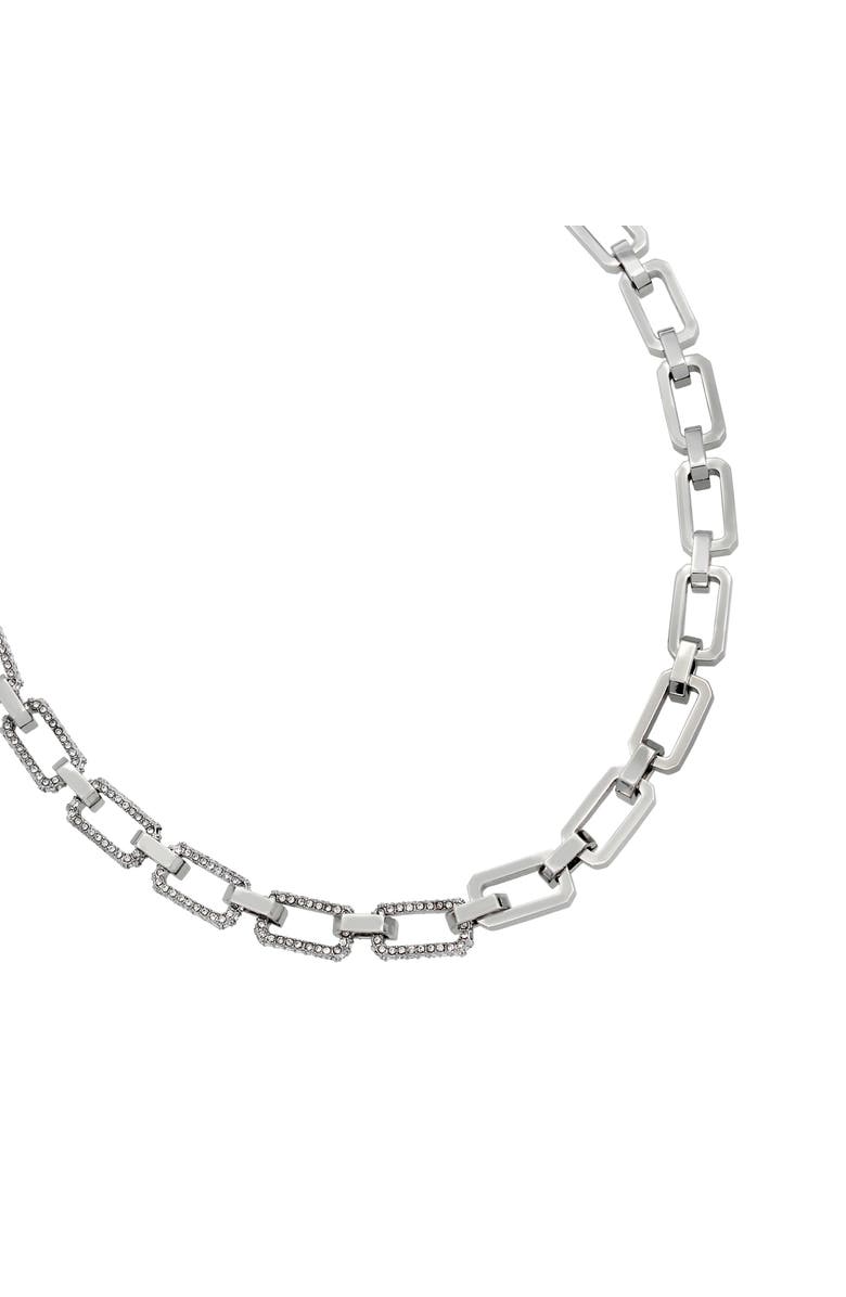 AllSaints Pavé Crystal Geometric Link Choker, Alternate, color, Rhodium
