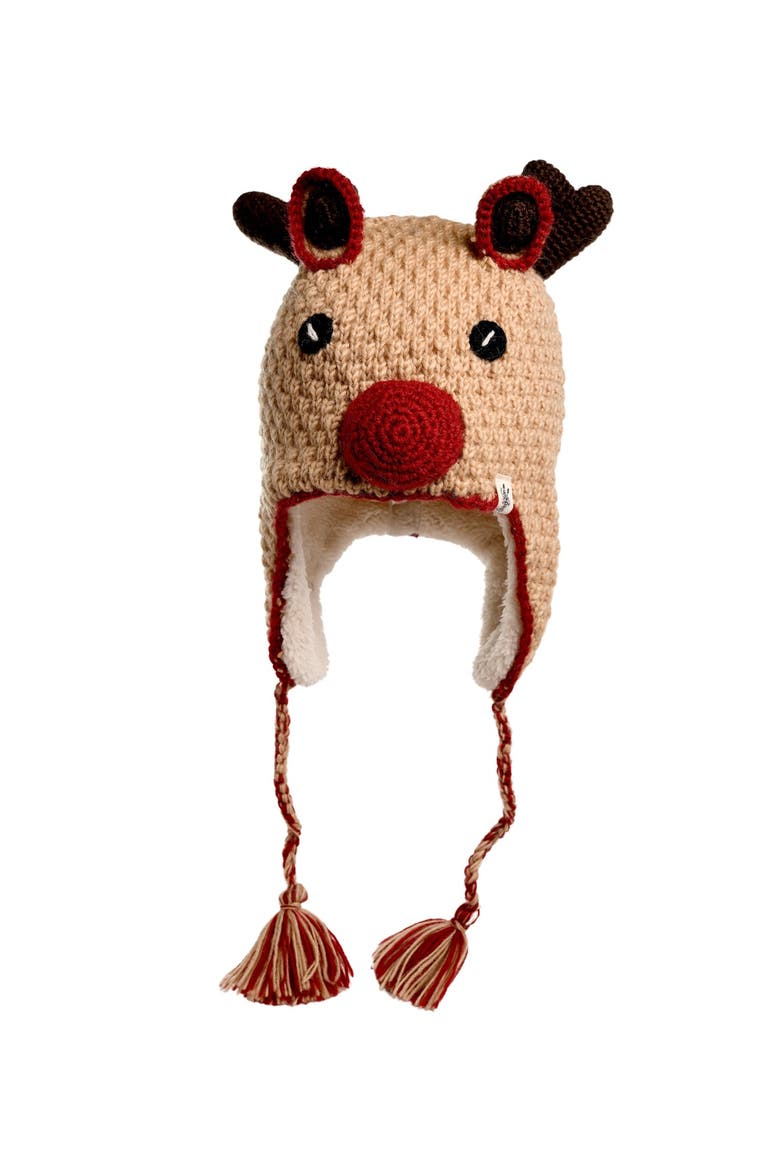 Crochet Reindeer Hat, Main, color, White