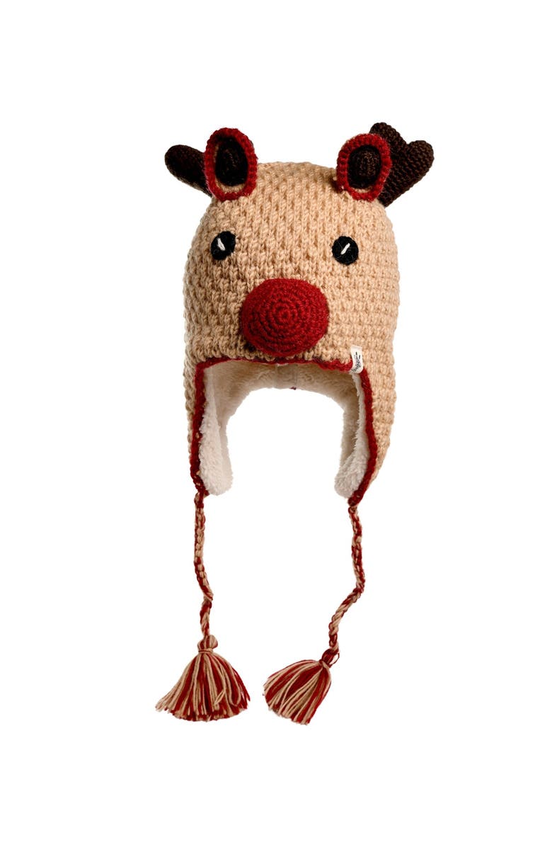 Nirvanna Designs Crochet Reindeer Hat, Main, color, White