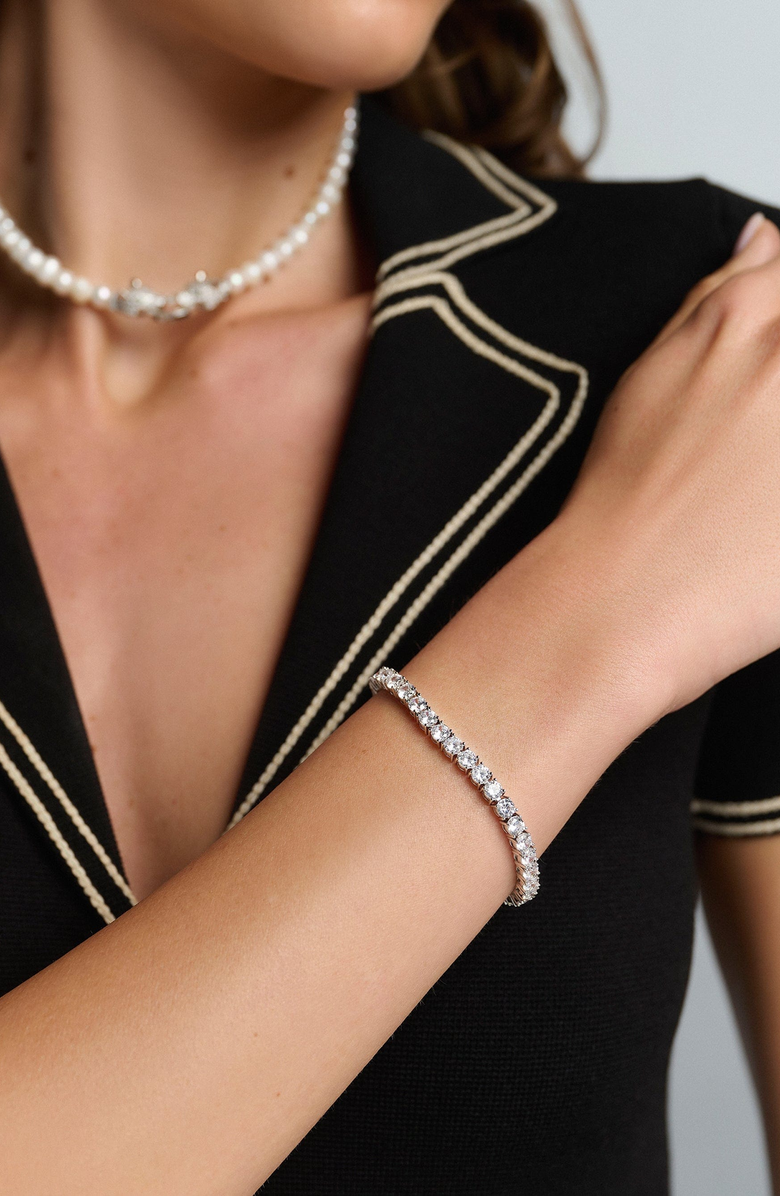 Nialaya Silver Tennis Bracelet, Alternate, color, Silver