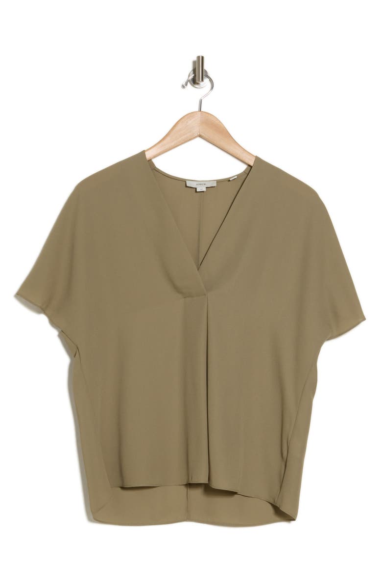Vince Short Sleeve V-Neck Top, Alternate, color, Artichoke