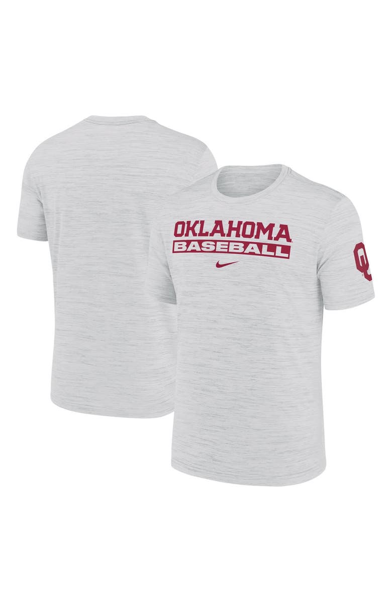 Nike Men's Nike Ash Oklahoma Sooners Velocity Baseball Wordmark Stack Performance T-Shirt, Alternate, color, Ash