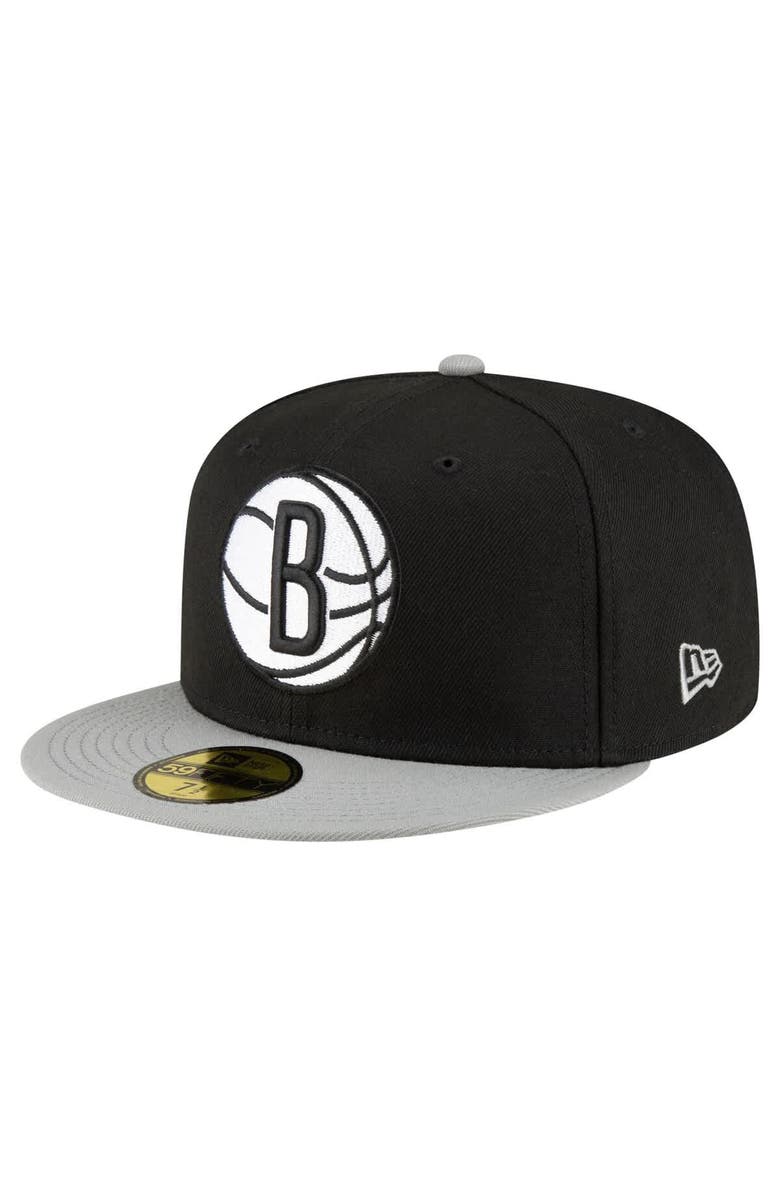 New Era Men's New Era Black/White Brooklyn Nets 2-Tone 59FIFTY Fitted Hat, Main, color, Black