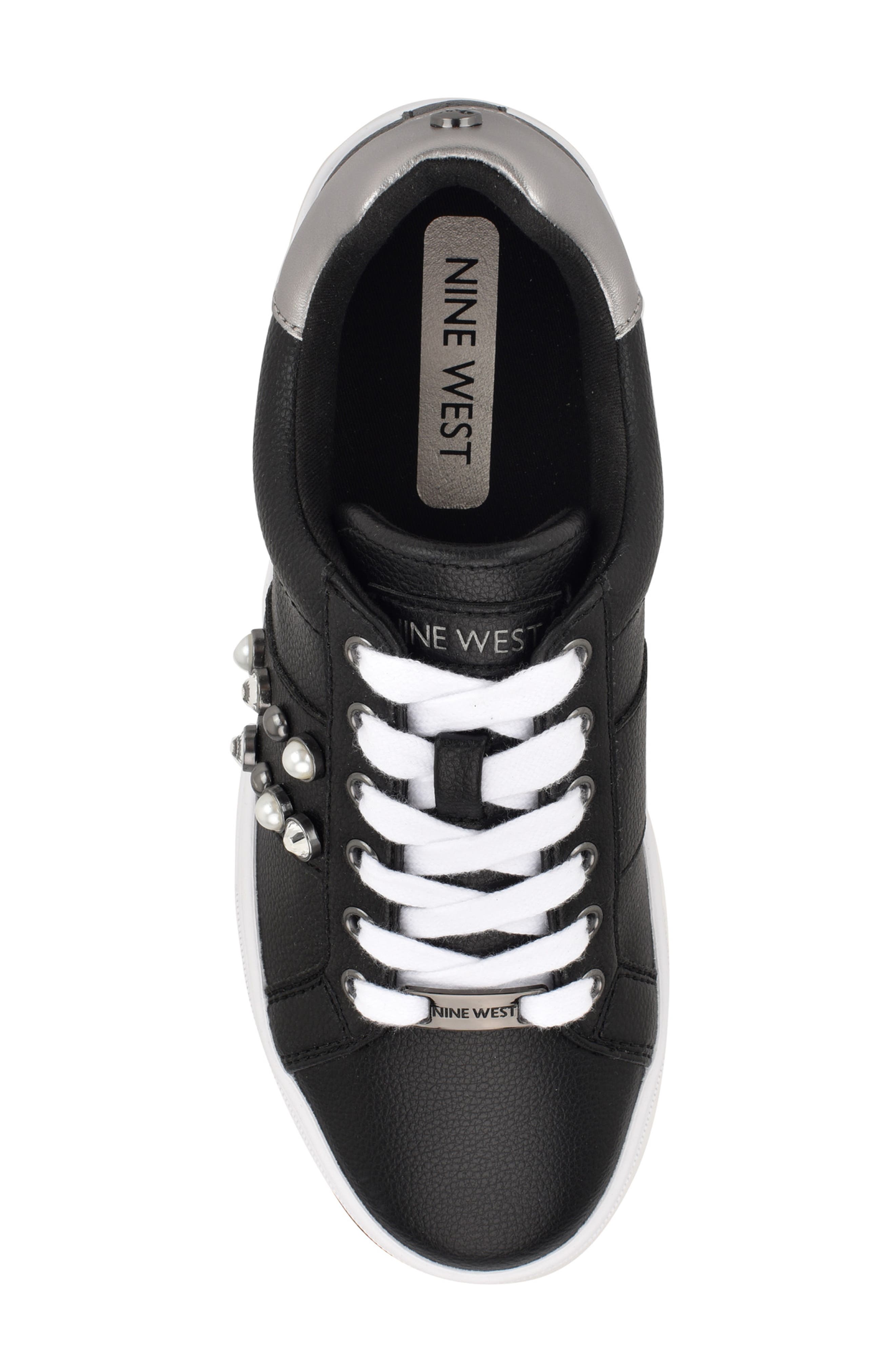 Nine West Gripes Platform Sneaker, Alternate, color, Black/ Pewter