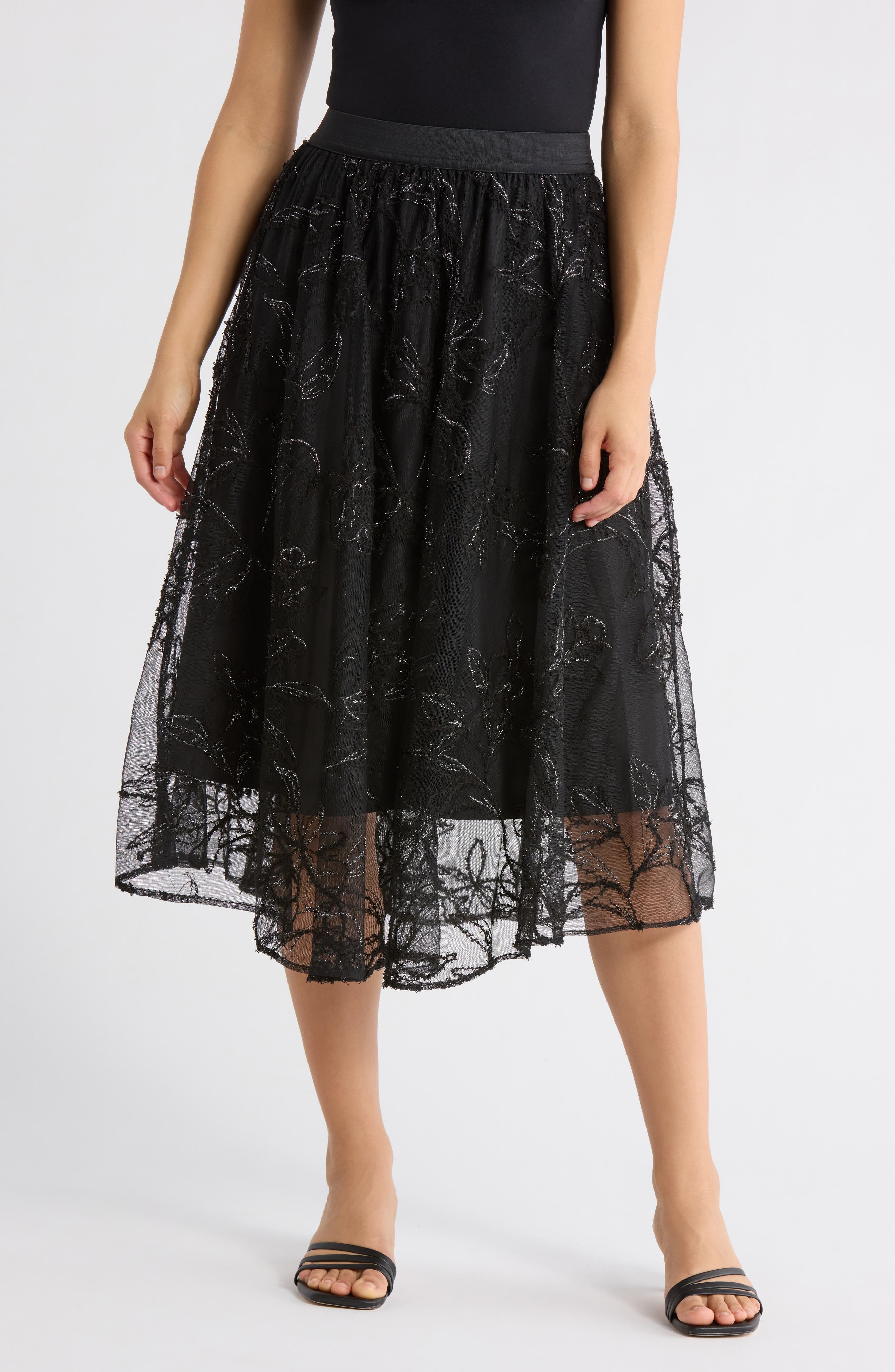 Adrianna Papell Chiffon Overlay Midi Skirt