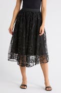 Adrianna Papell Chiffon Overlay Midi Skirt