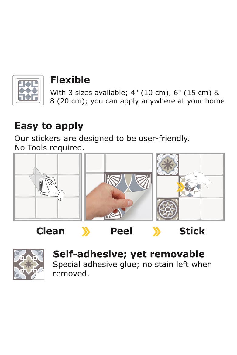 Limestone Wall Tiles - Pack of 5, Alternate, color, WHITE/ BLUE