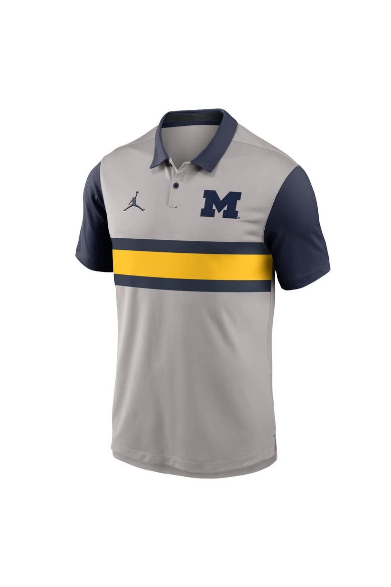 Men's Jordan Brand Gray/Navy Michigan Wolverines Vapor Dri-FIT Polo, Alternate, color, Gray
