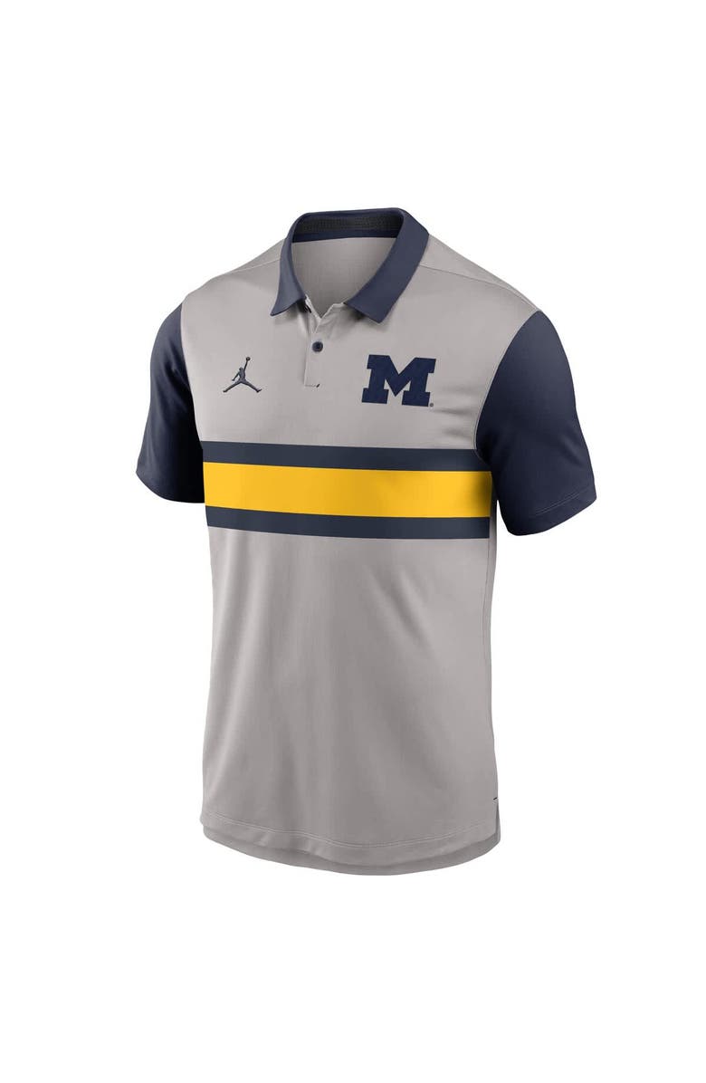 Jordan Brand Men's Jordan Brand Gray/Navy Michigan Wolverines Vapor Dri-FIT Polo, Alternate, color, Gray