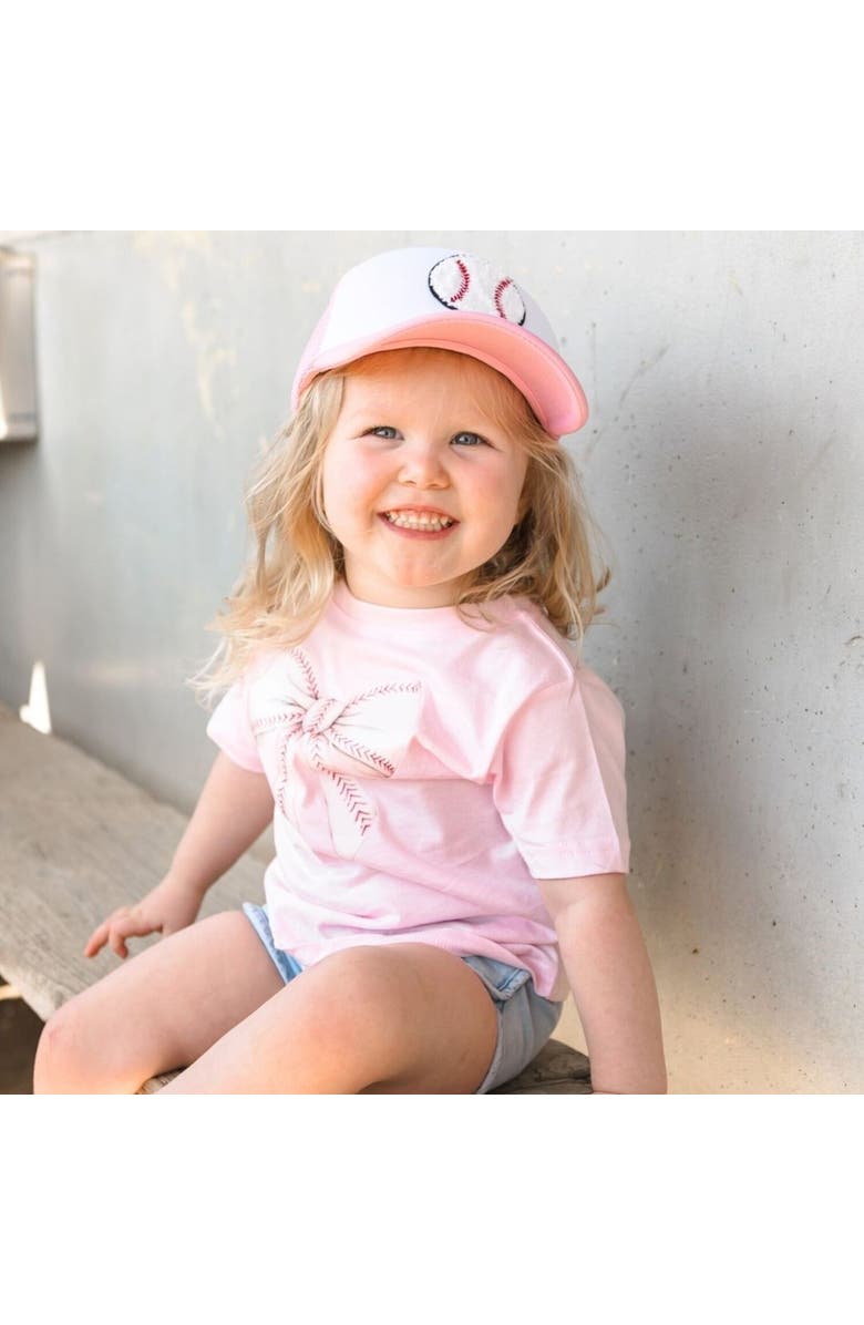 Sweet Wink Baseball Bow Short Sleeve T-Shirt, Alternate, color, Pink