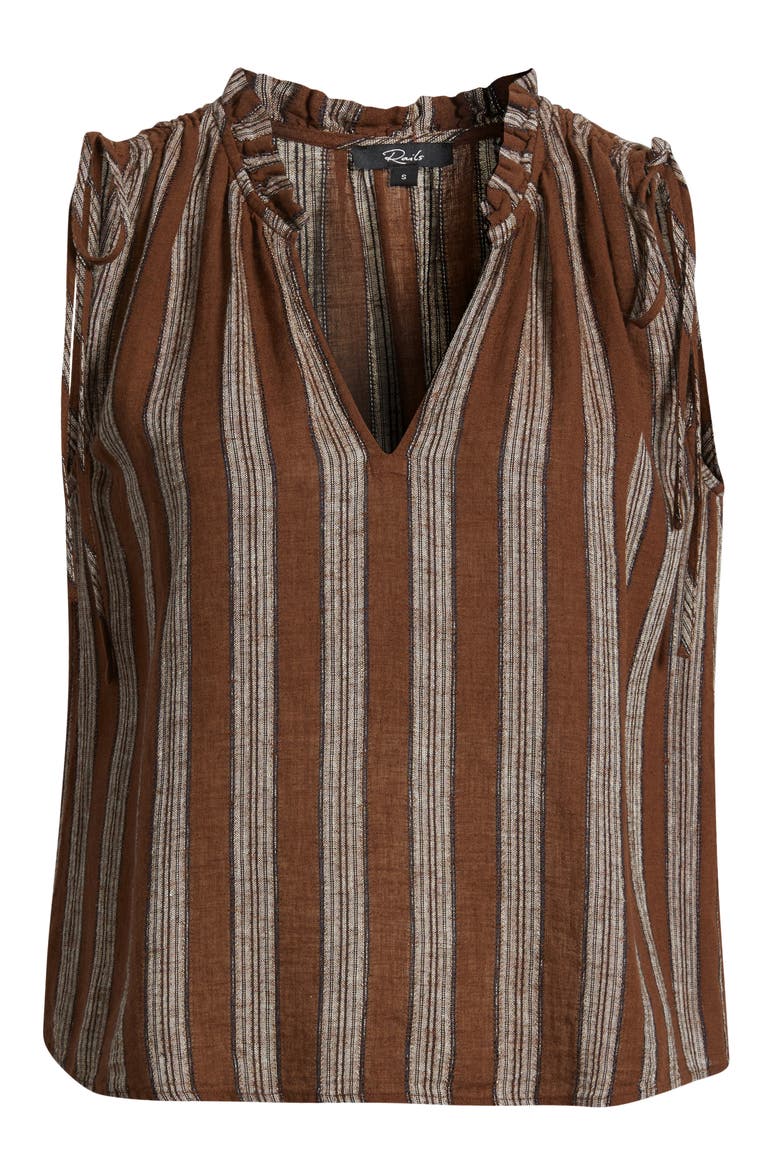 Sosa Stripe V-Neck Crop Top, Alternate, color, OAK STRIPE