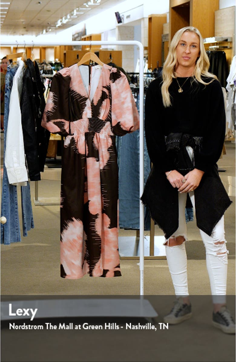 Print Puff Sleeve Midi Dress, sales video thumbnail