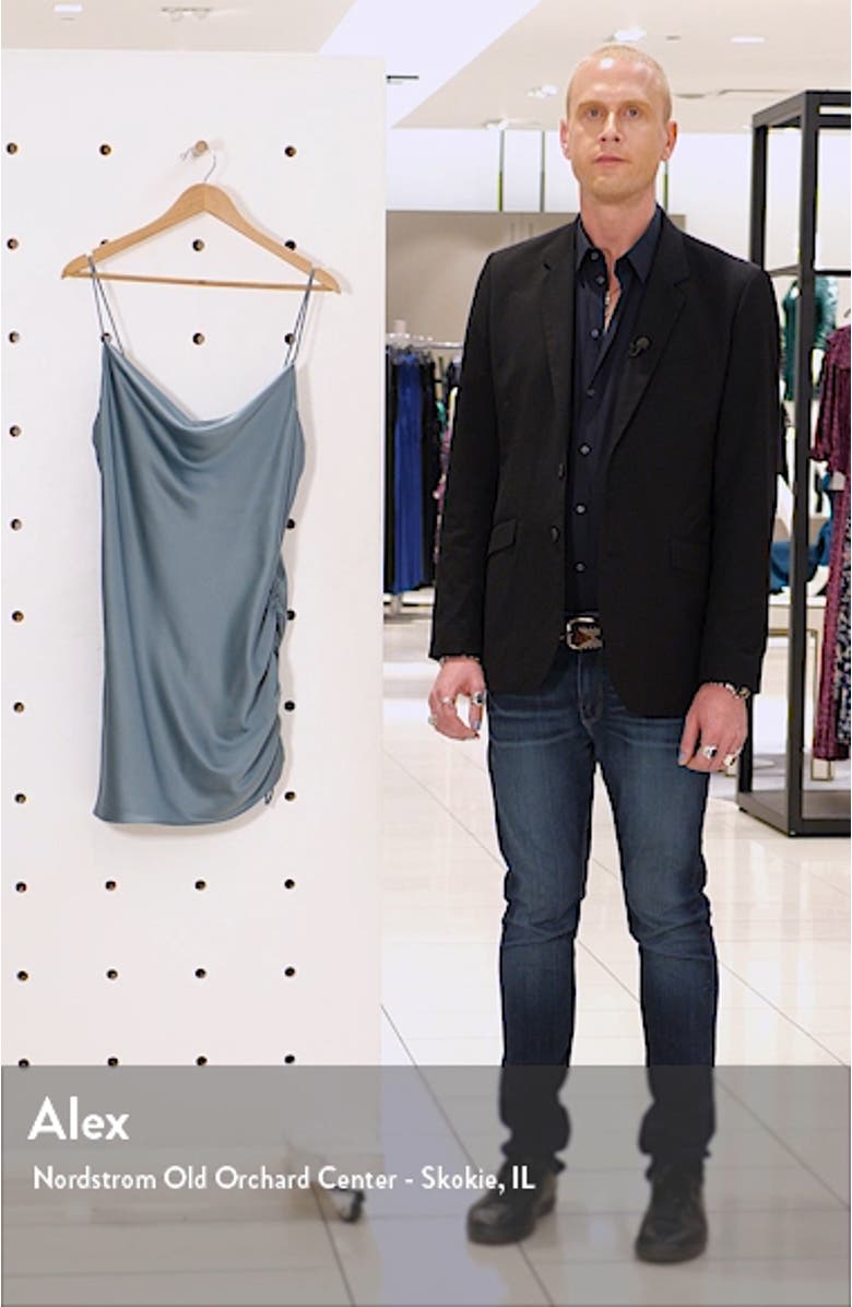 Ruched Satin Mini Slip Dress, sales video thumbnail