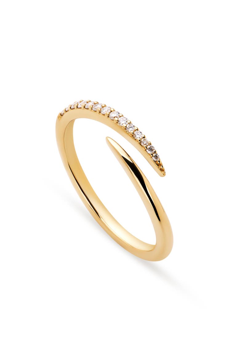Gold Band Ring - Diamond Bypass Ring, Main, color, Gold