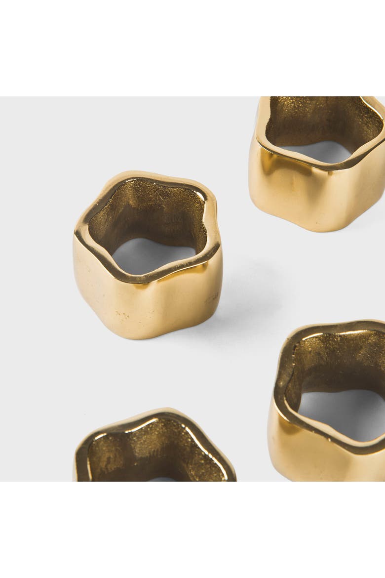 Gold Sculpted Handcrafted Napkin Ring Gift Box Set, Alternate, color, Gold
