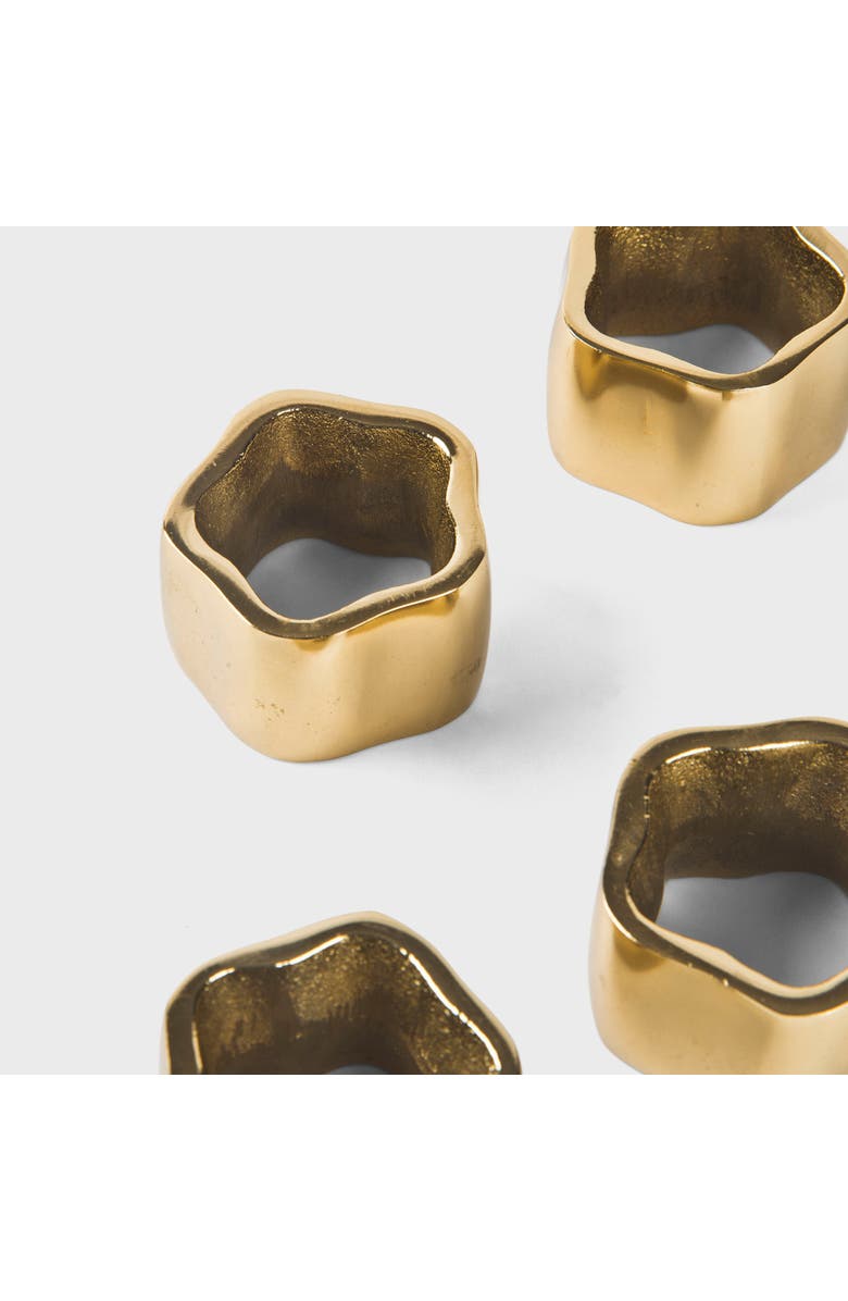 Mela Artisans Gold Toned Sculpted Napkin Rings, Alternate, color, Gold
