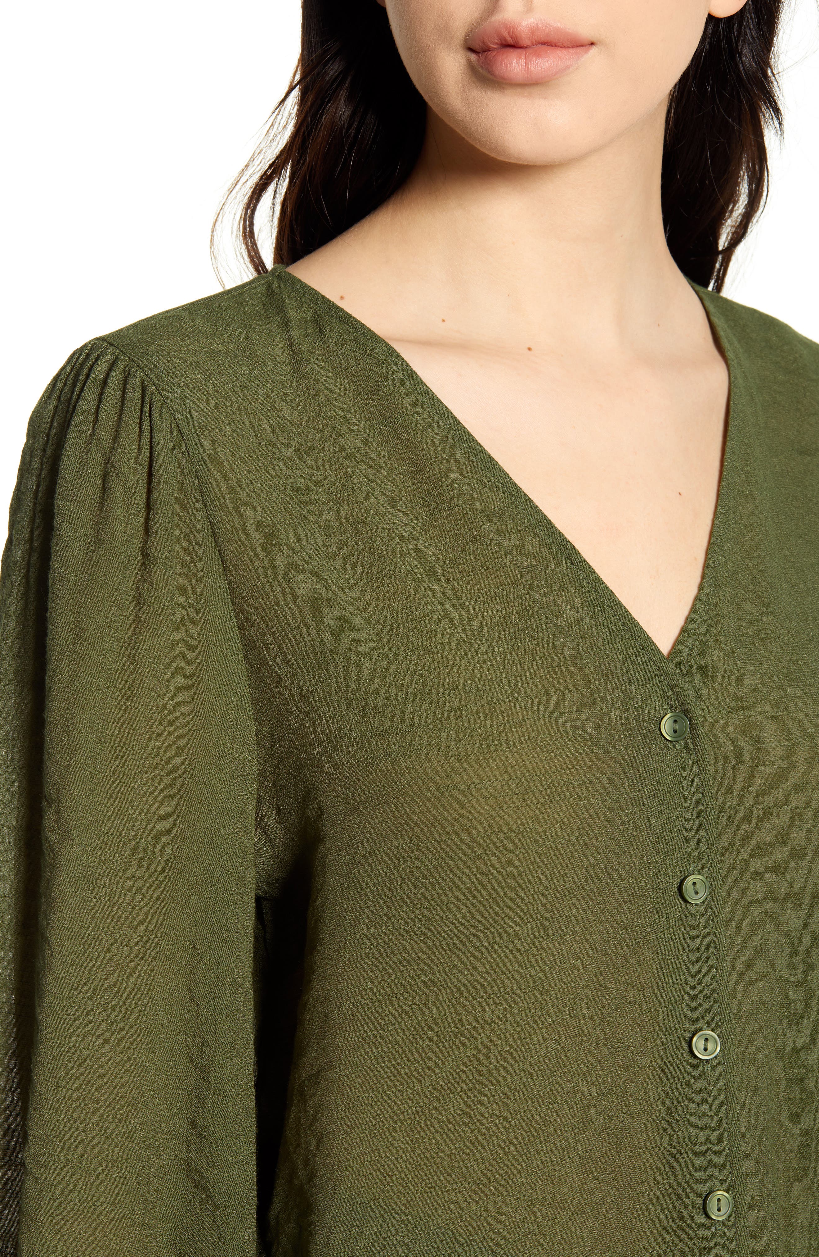 BP. Textured Blouson Sleeve Top (Women) | Nordstromrack