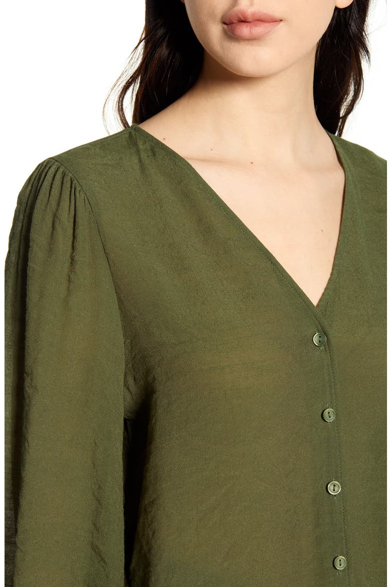 Textured Blouson Sleeve Top, Alternate, color, GREEN CYPRESS