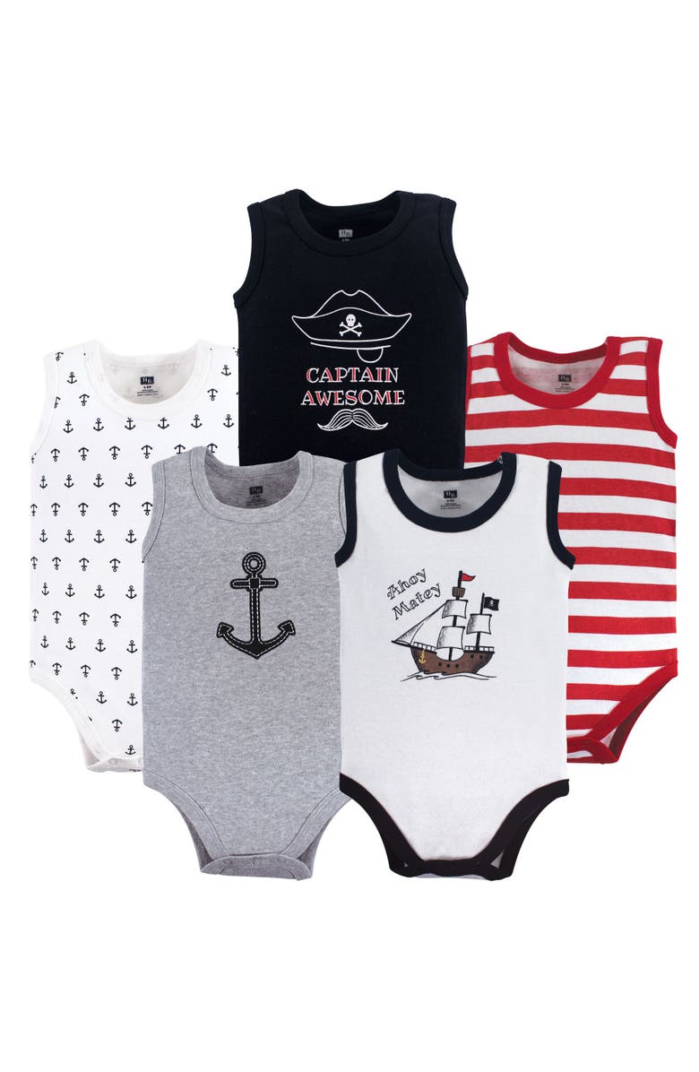 Hudson Baby Soft Cotton Sleeveless Bodysuits, Main, color, Pirate Ship