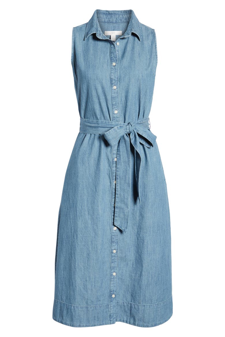 Sleeveless Cotton Chambray Shirtdress, Alternate, color, CHAMBRAY