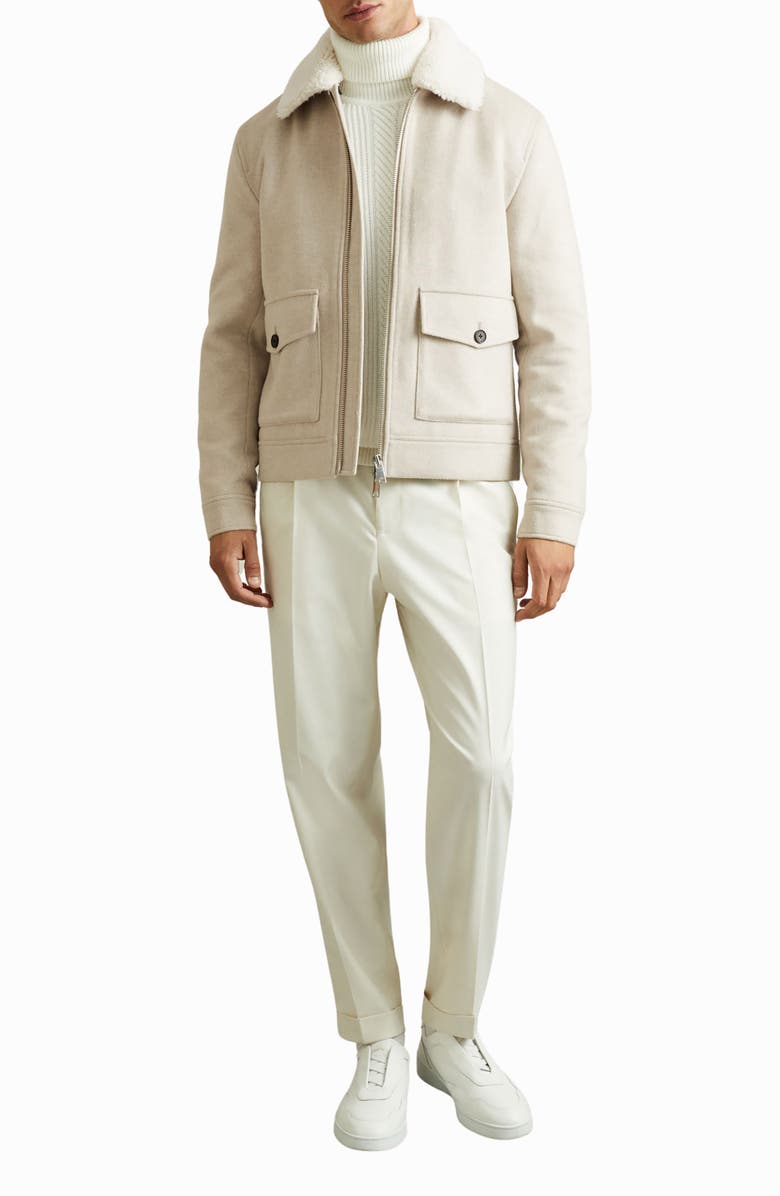 Reiss Andrew Wool Blend Jacket with Faux Shearling Collar, Alternate, color, 