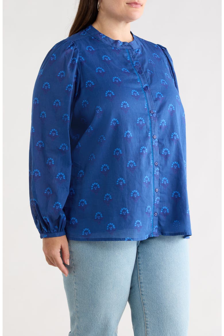 Briza Medallion Meddy Button-Up Shirt, Alternate, color, TEAL-BLUE
