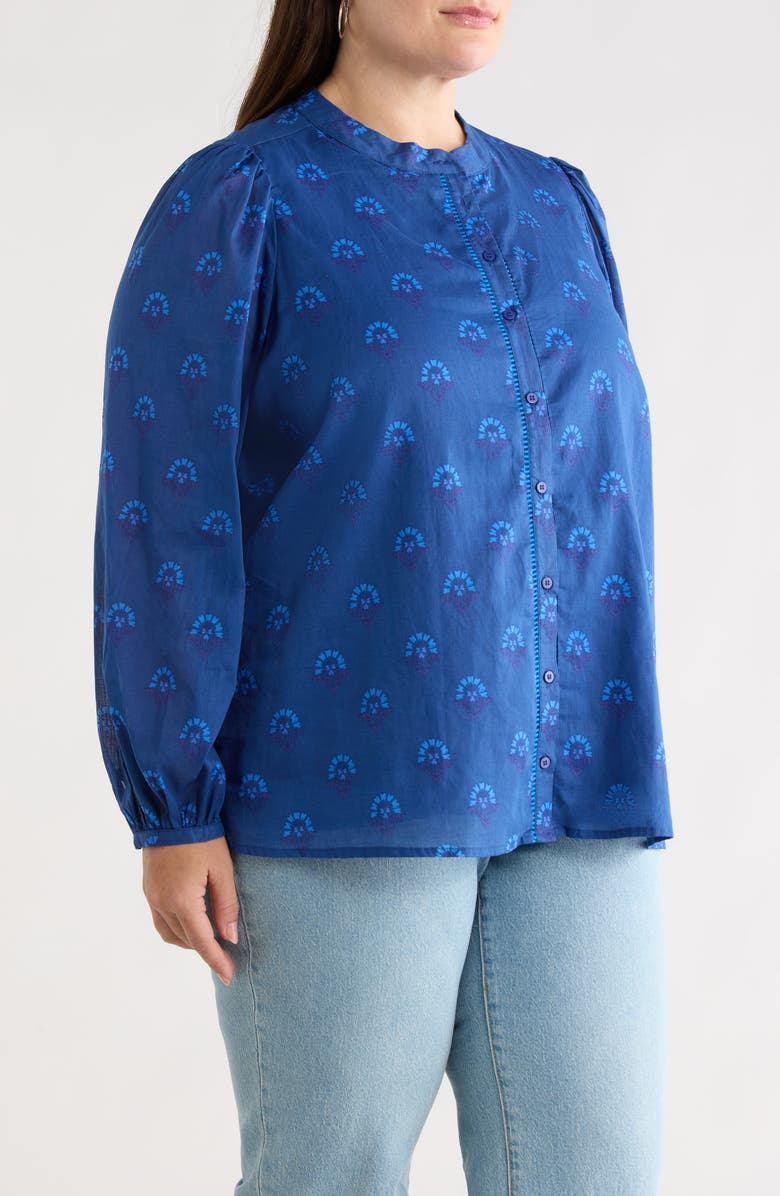 SUGARLIPS Briza Medallion Meddy Button-Up Shirt, Alternate, color, Teal-Blue