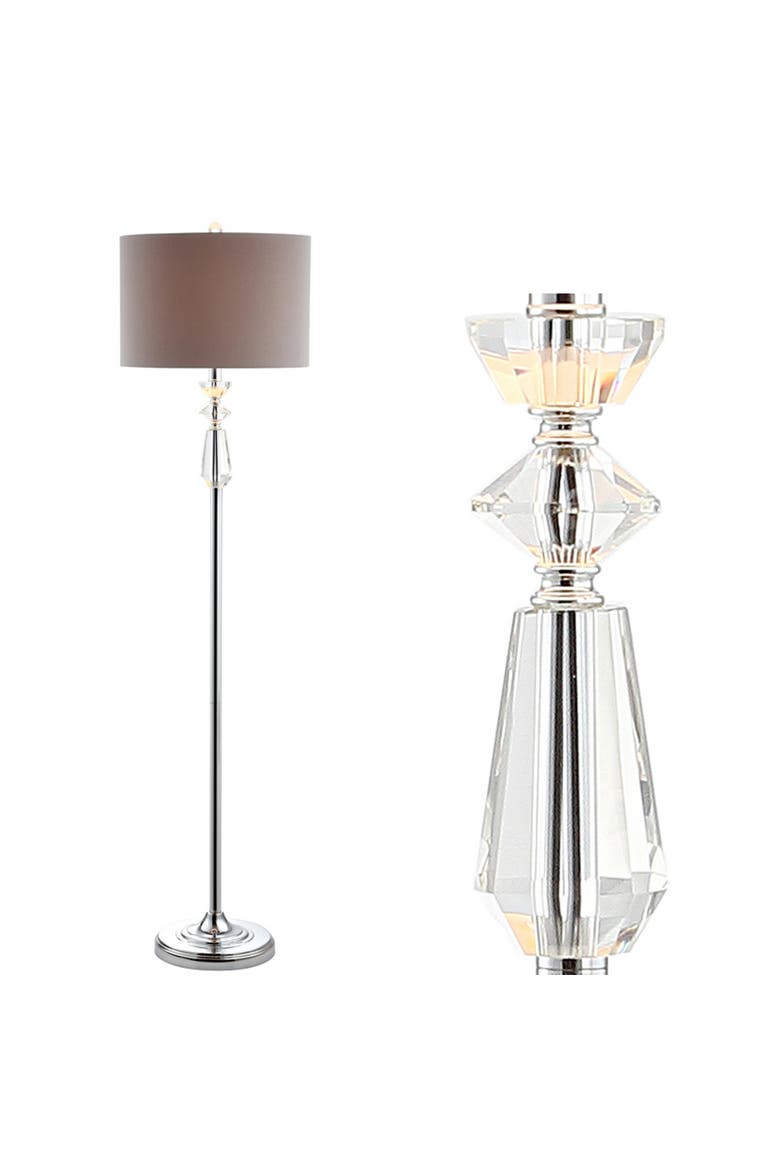 Layla Crystal / Metal LED Floor Lamp, Main, color, Clear/Chrome