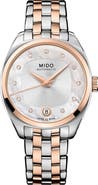 MIDO Belluna Royal Lady Mother-of-Pearl & Diamond Automatic Two-Tone Bracelet Watch, 33mm
