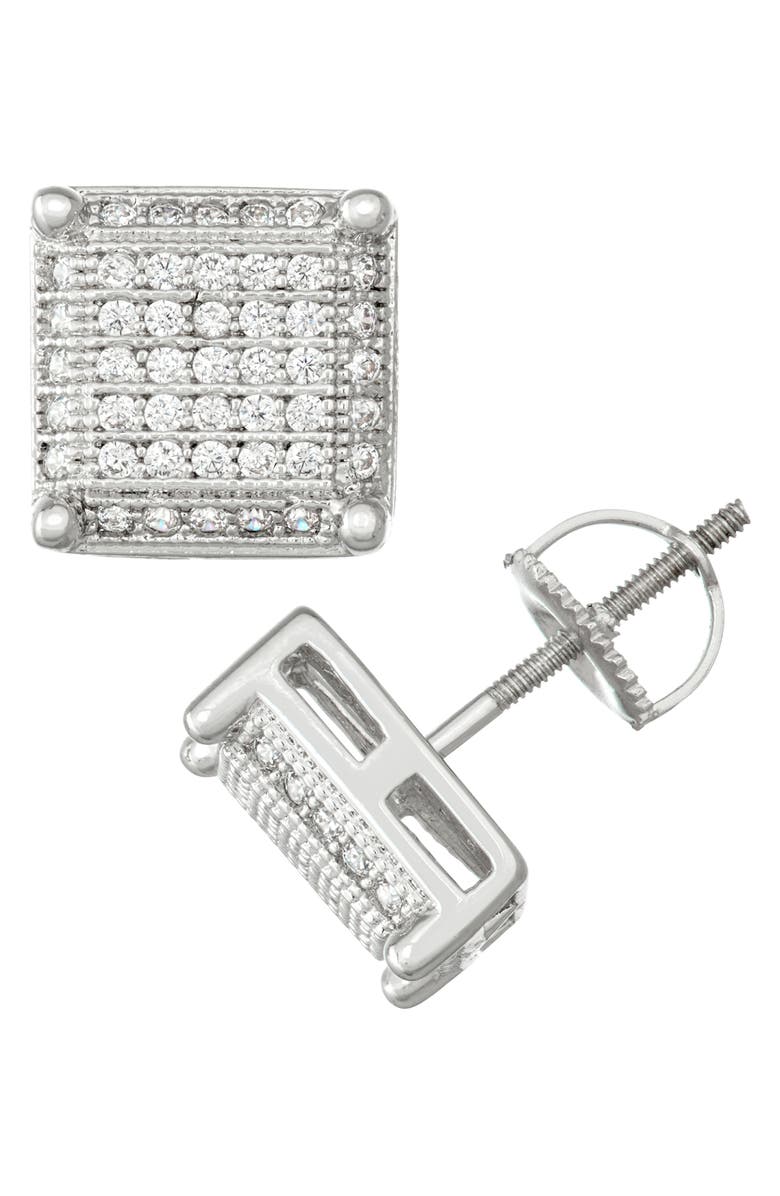 FZN Sterling Silver CZ Stud Earrings, Main, color, White/Silver