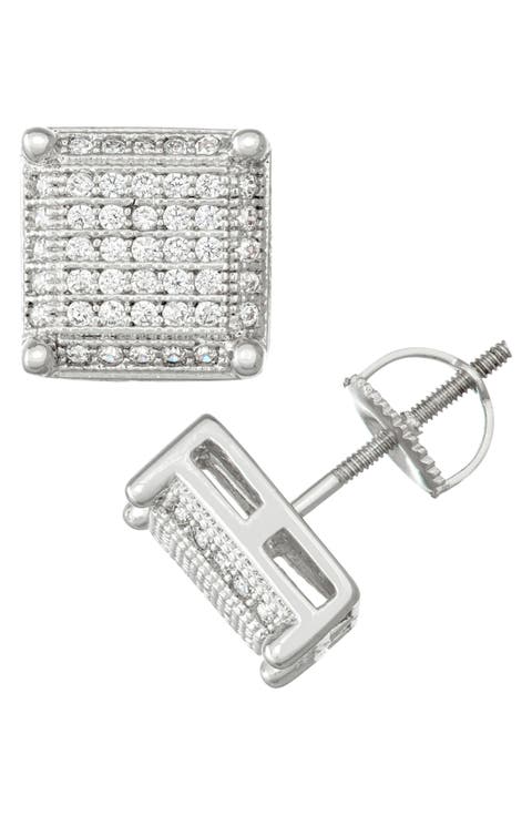 Sterling Silver CZ Stud Earrings