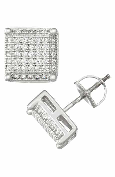 FZN Sterling Silver CZ Stud Earrings