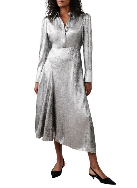 Metallic Midi Shirt Dress