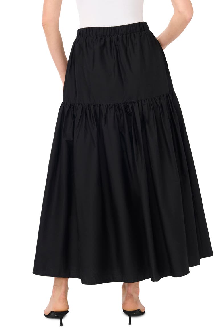 Tiered Cotton Maxi Skirt, Alternate, color, RICH BLACK