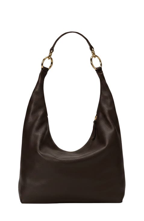 Leather Convertible Hobo Ring Bag