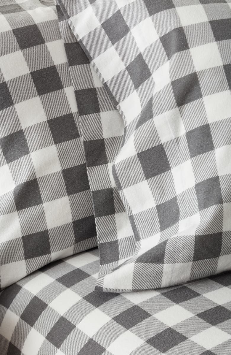 Nordstrom Set of 2 Organic Cotton Flannel Pillowcases, Alternate, color, Grey Buffalo Plaid