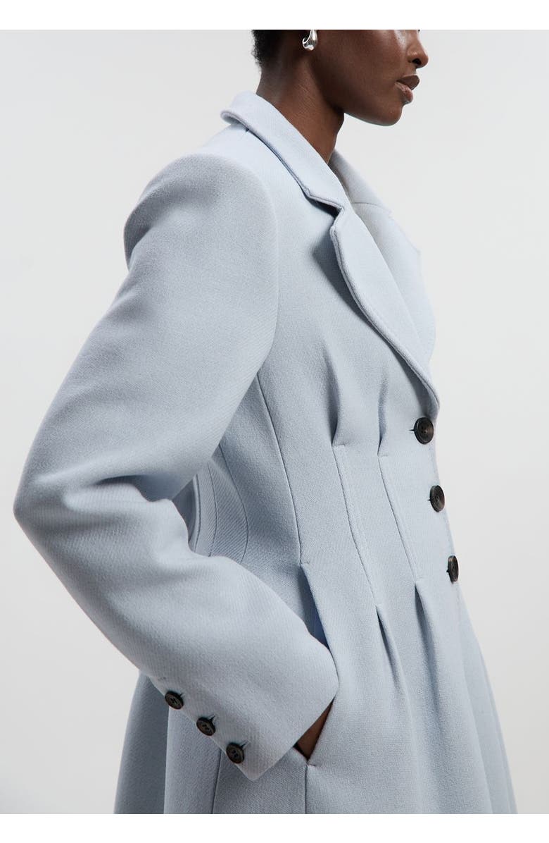 Karen Millen Petite Wool Corset Detail Maxi Coat, Alternate, color, Pale Blue