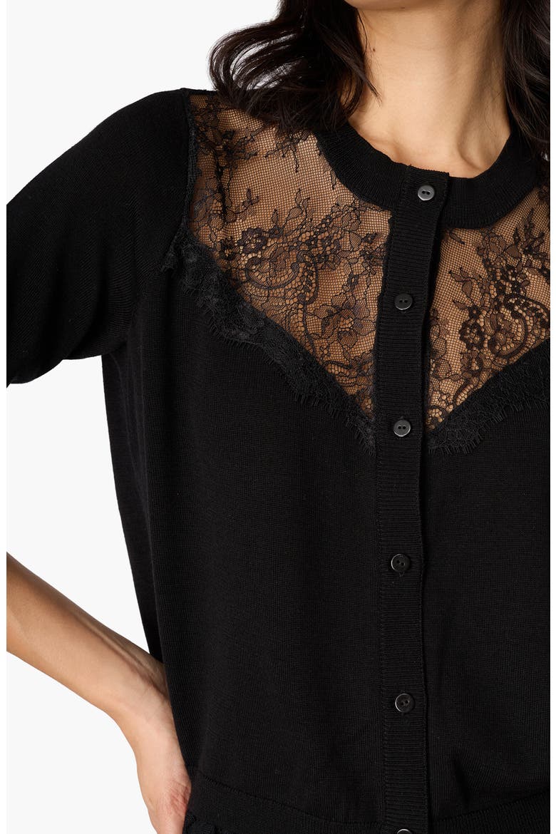 Harleth Lace Panel Cardigan, Alternate, color, BLACK