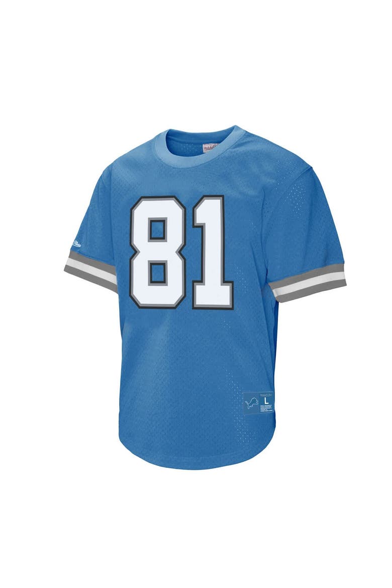 Men's Mitchell & Ness Calvin Johnson Blue Detroit Lions Retired Player Name & Number Mesh Top, Alternate, color, Blue