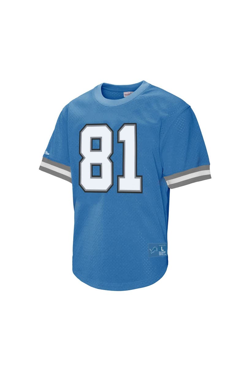 Mitchell & Ness Men's Mitchell & Ness Calvin Johnson Blue Detroit Lions Retired Player Name & Number Mesh Top, Alternate, color, Blue