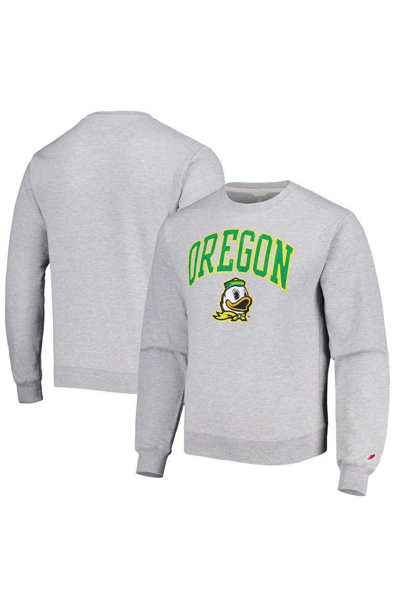 LEAGUE COLLEGIATE WEAR Men's League Collegiate Wear Gray Oregon Ducks 1965 Arch Essential Pullover Sweatshirt, Alternate, color,