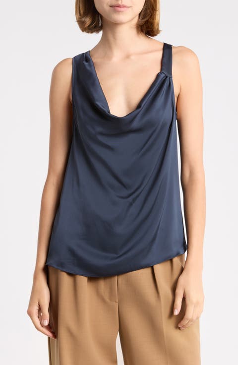 Zoe Cowl Neck Sleeveless Satin Top