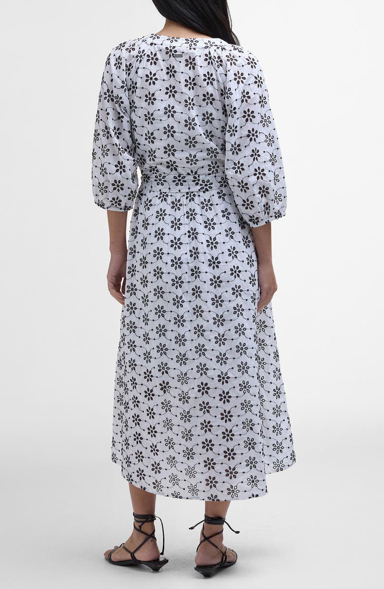 Barbour Erin Embroidered Eyelet Cotton Midi Dress, Alternate, color, White