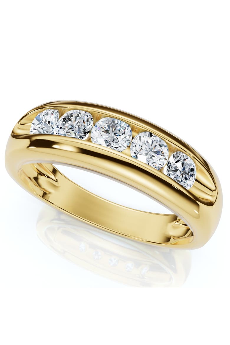 3/4Ct Men's Diamond 5-Stone Wedding Ring Channel Set 10k Gold Lab Grown, Main, color, 10k Yellow Gold