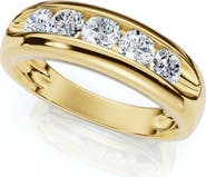 Bliss Diamond 3/4Ct Men's Diamond 5-Stone Wedding Ring Channel Set 10k Gold Lab Grown