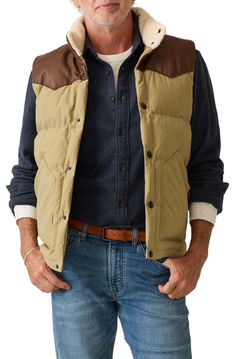Faherty Range Colorblock Down Vest, Main, color, 