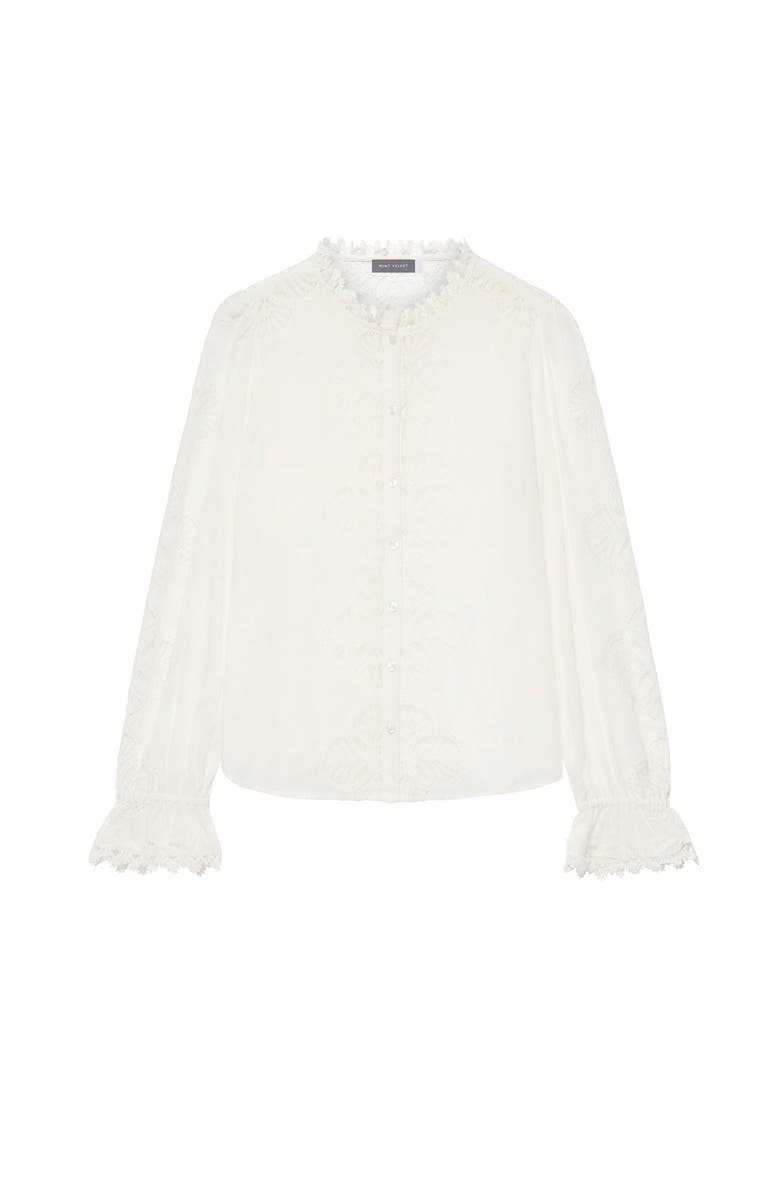 MINT VELVET Cotton Embroidered Blouse, Alternate, color, Ivory