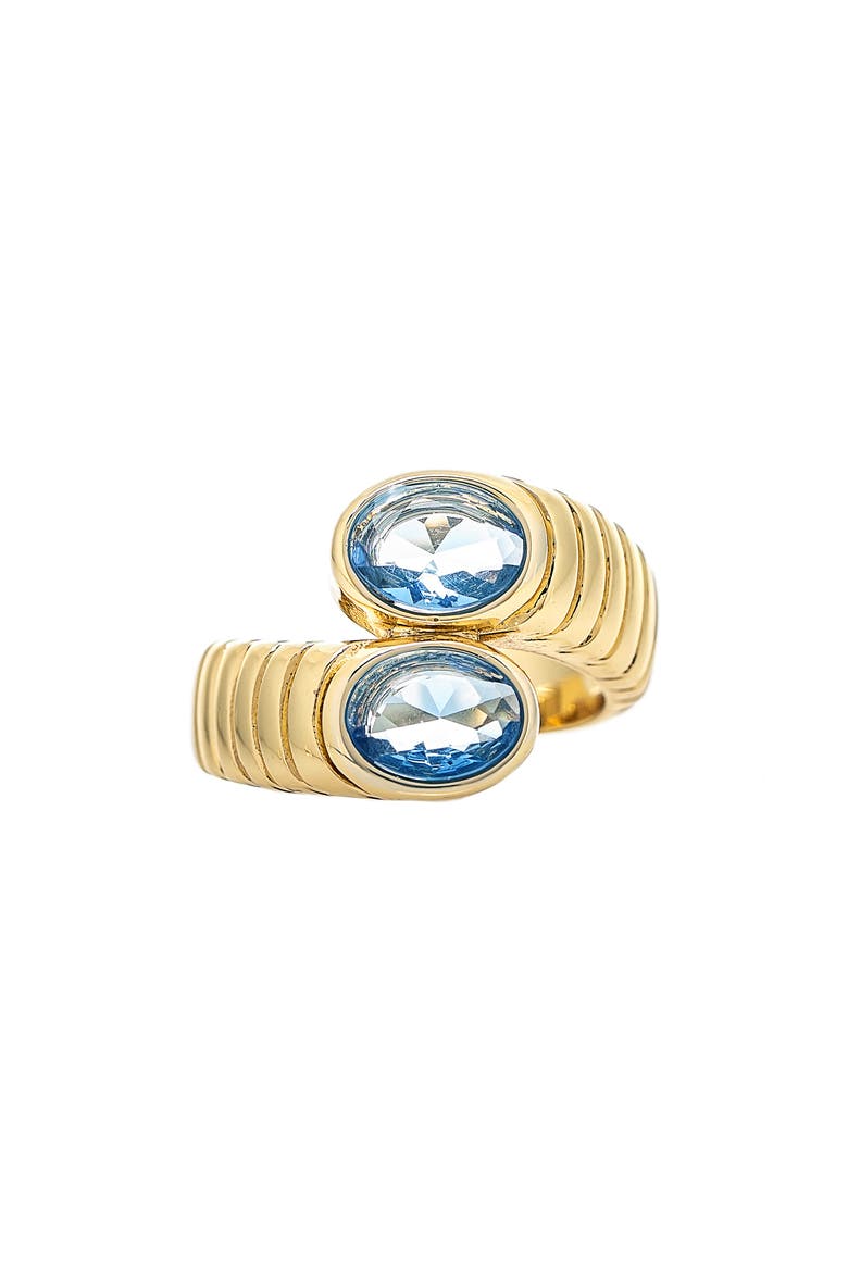 London Blue Cubic Zirconia Crossover Ring, Main, color, LONDON BLUE