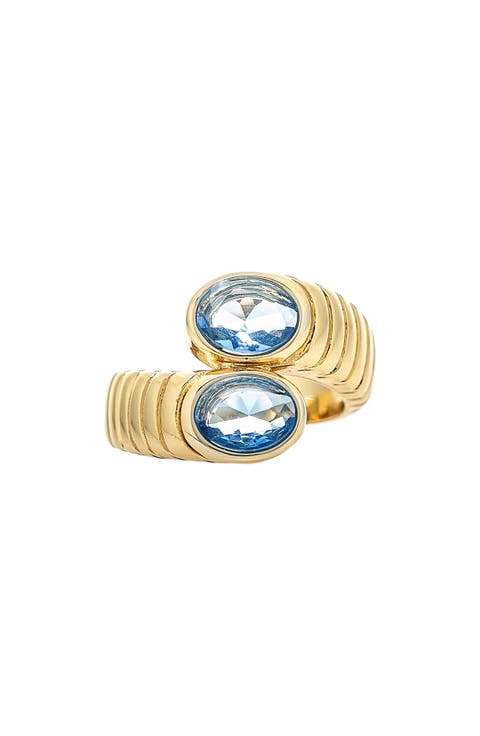 London Blue Cubic Zirconia Crossover Ring